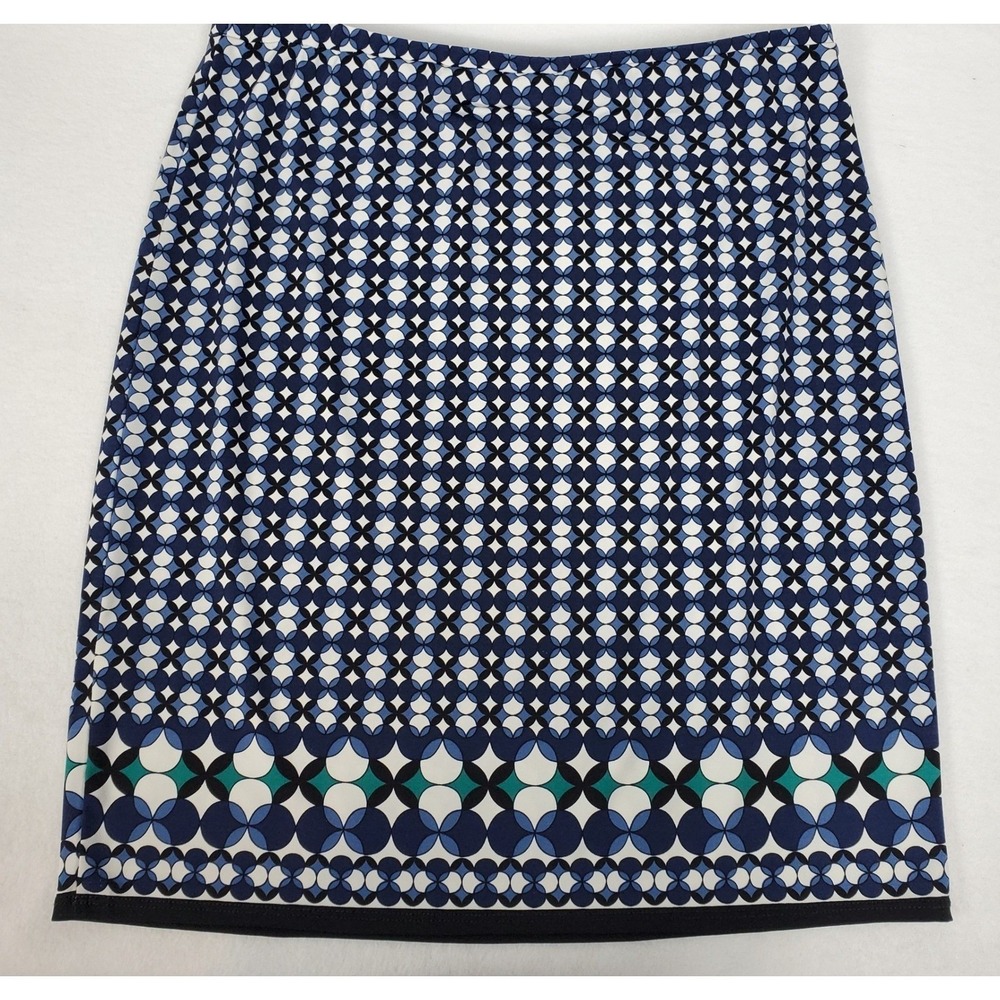 Max Studio Blue Geometric Circle Print Stretch Pencil Skirt Womens Large 4712W14 - Picture 2 of 7